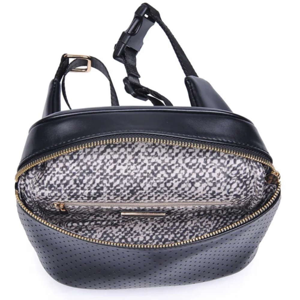 NWOT Urban Expresssions Black Hawthorn Perforated Belt Bag. - Picture 5 of 13